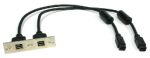 18" Dual Port FireWire800 (9Pin) Male -to- FireWire800 (9Pin) Female Mounting Bracket